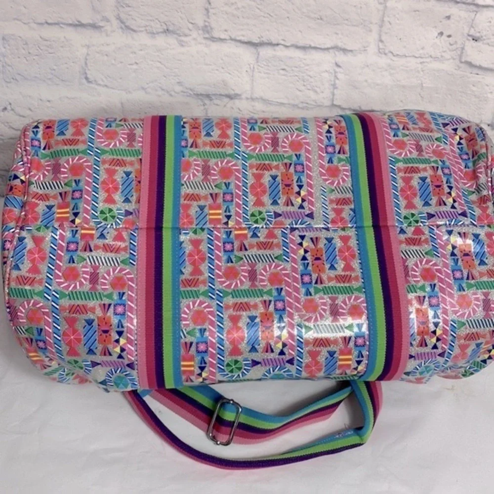 Bari Lynn silver candy print duffel bag